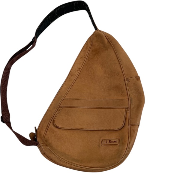 L.L. Bean Sling Style Crossbody Backpack AmeriBag Healthy Back Leather - Picture 2 of 6